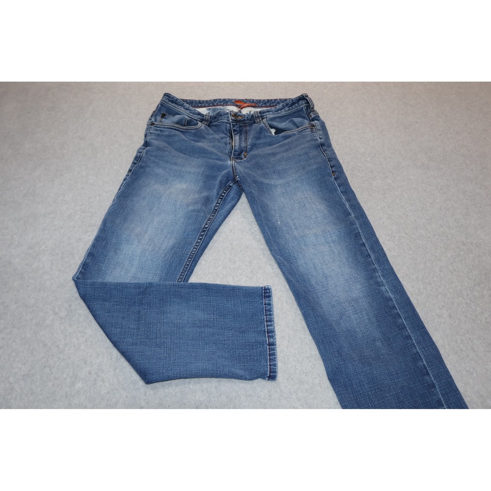 Tommy Bahama Caicos Authentic Jeans Mens 32x30 Blue Straight Leg Coolmax Linen *